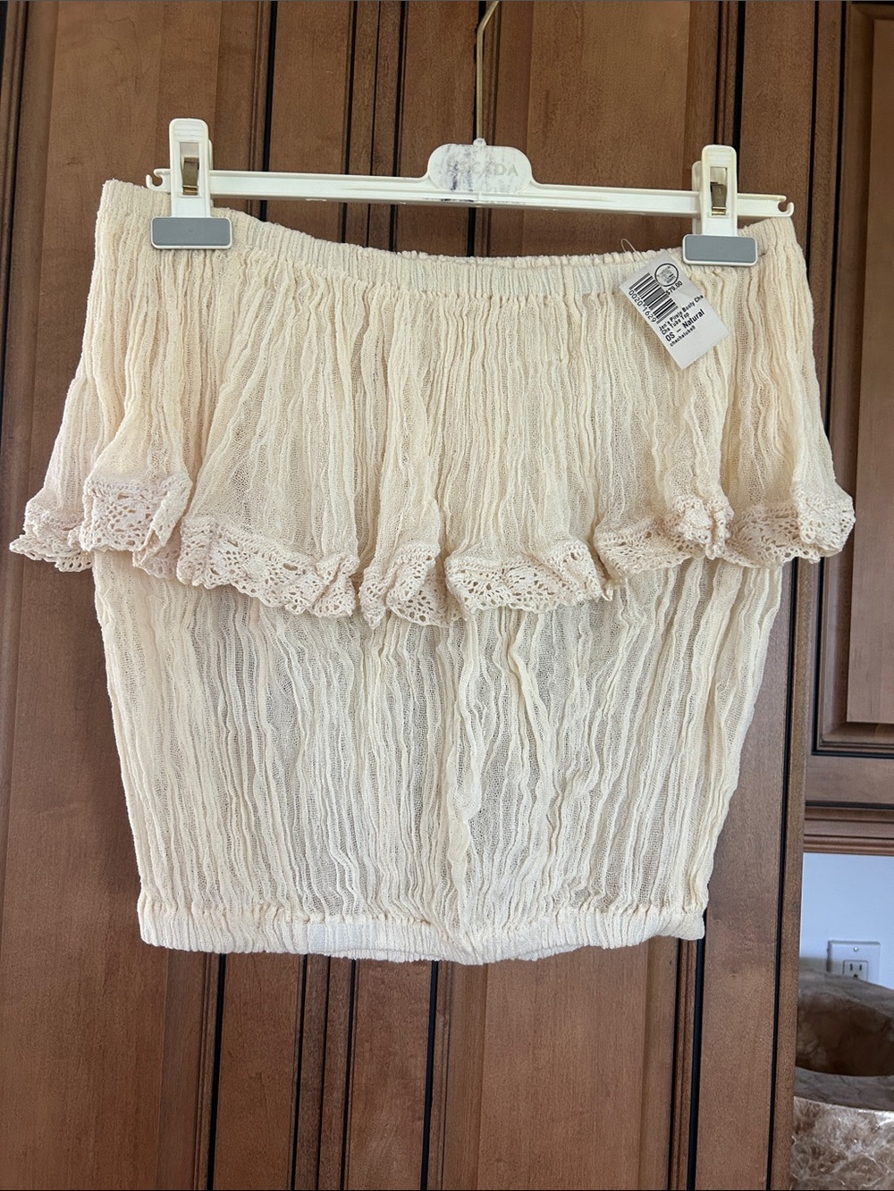 Jen's Pirate Booty Cream  Ruffle Cha Cha tube top. NWT